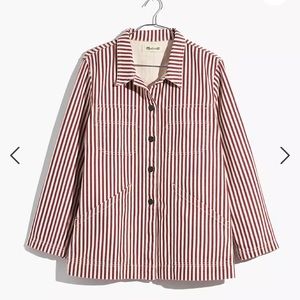 Madewell Denim Patch Pocket Chore Coat in Stripe